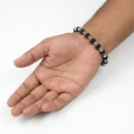 Karungali German Silver Bracelet worn on hand natural ebony beads
