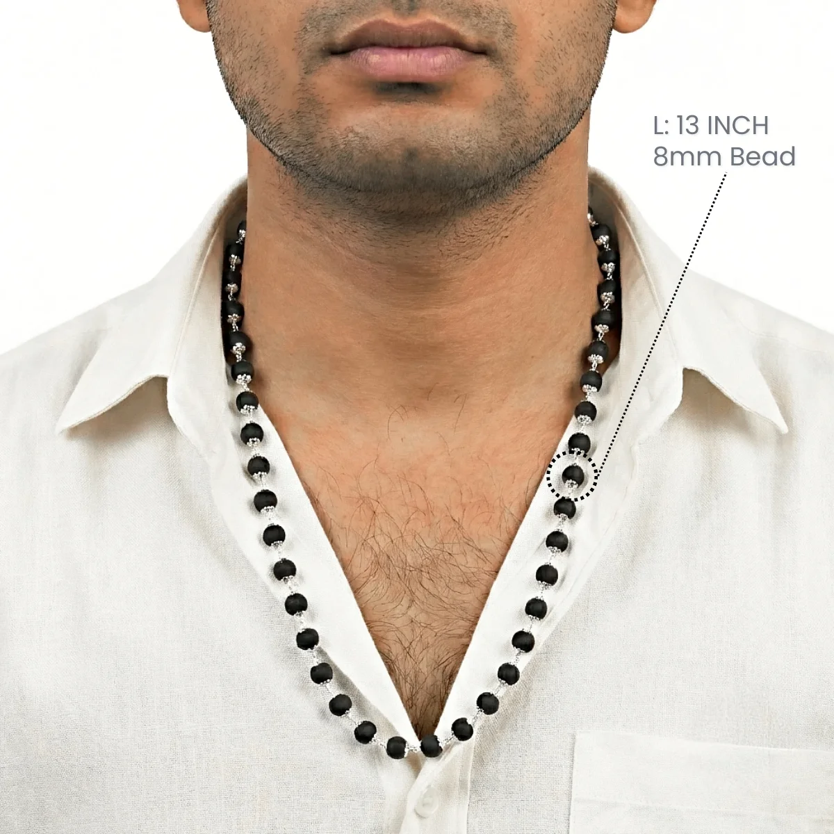 karungali mala german silver 8mm beads gents model