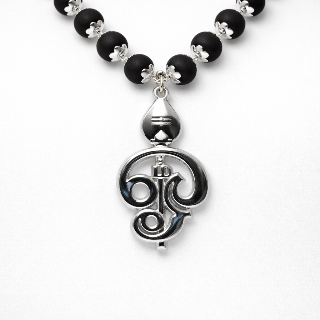 karungali mala with murugan vel om pendant