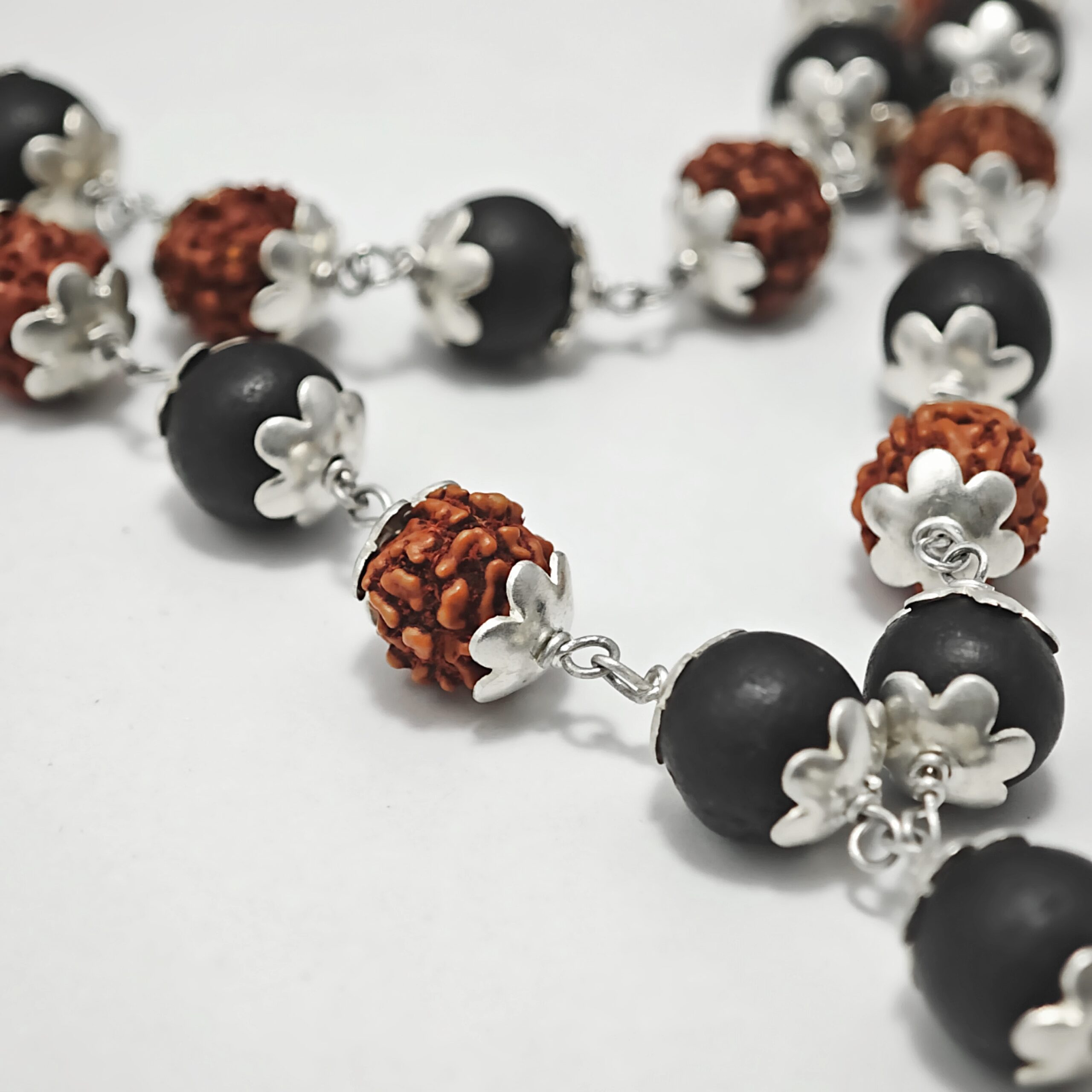 traditional karungali rudraksha mala close view