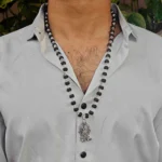 karungali mala with murugan pendant german silver
