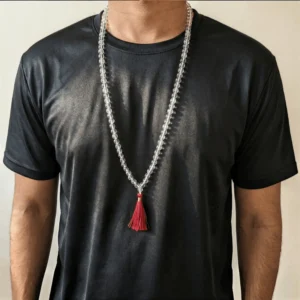 Natural Sphatik Mala 108 Beads | Certified Spadigam Malai | Crystal Quartz